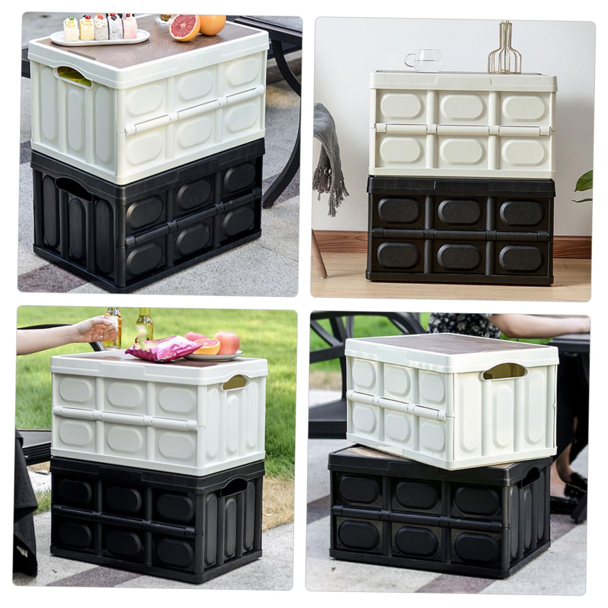 Levemolo Faltbare Aufbewahrungsbox mit Deckel Multifunktions Kleiderbox aus Pp und Holzplatte Platzsparend für Spielzeug und Bücher Transportbox Camping