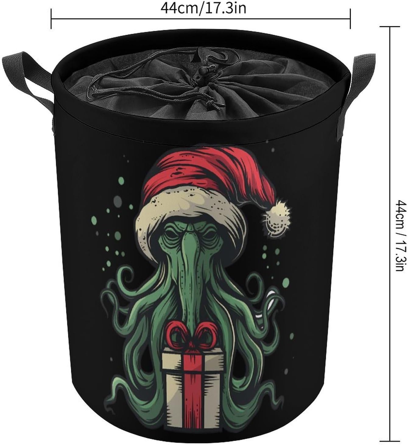 Christmas Cthulhus Laundry Basket Dirty Clothes Hamper Storage Laundry Bag with Handles for Dorm Room 44x44cm