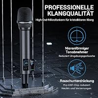 TONOR TW550 Vezeték Nélküli Újratölthető Mikrofon Szett, 2 Mikrofonnal, 80m Hatótáv, Auto Scan, 6.35/3.5mm, Karaoke, DJ, Rendezvény 7