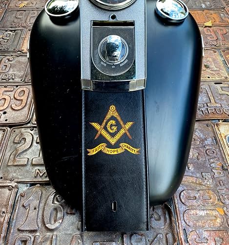 The Dirty Gringo Francmasón Fe Esperanza Caridad Harley Davidson Cuero Tanque de Gas Panel Babero Softail