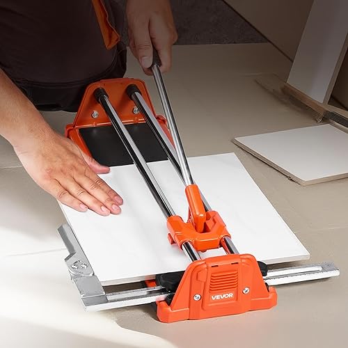 Miniatura 8 de VEVOR Cortador manual de azulejos de 17 pulgadas para azulejos de pared y pulidos, dobles rieles para corte preciso, rueda de carburo de tungsteno,