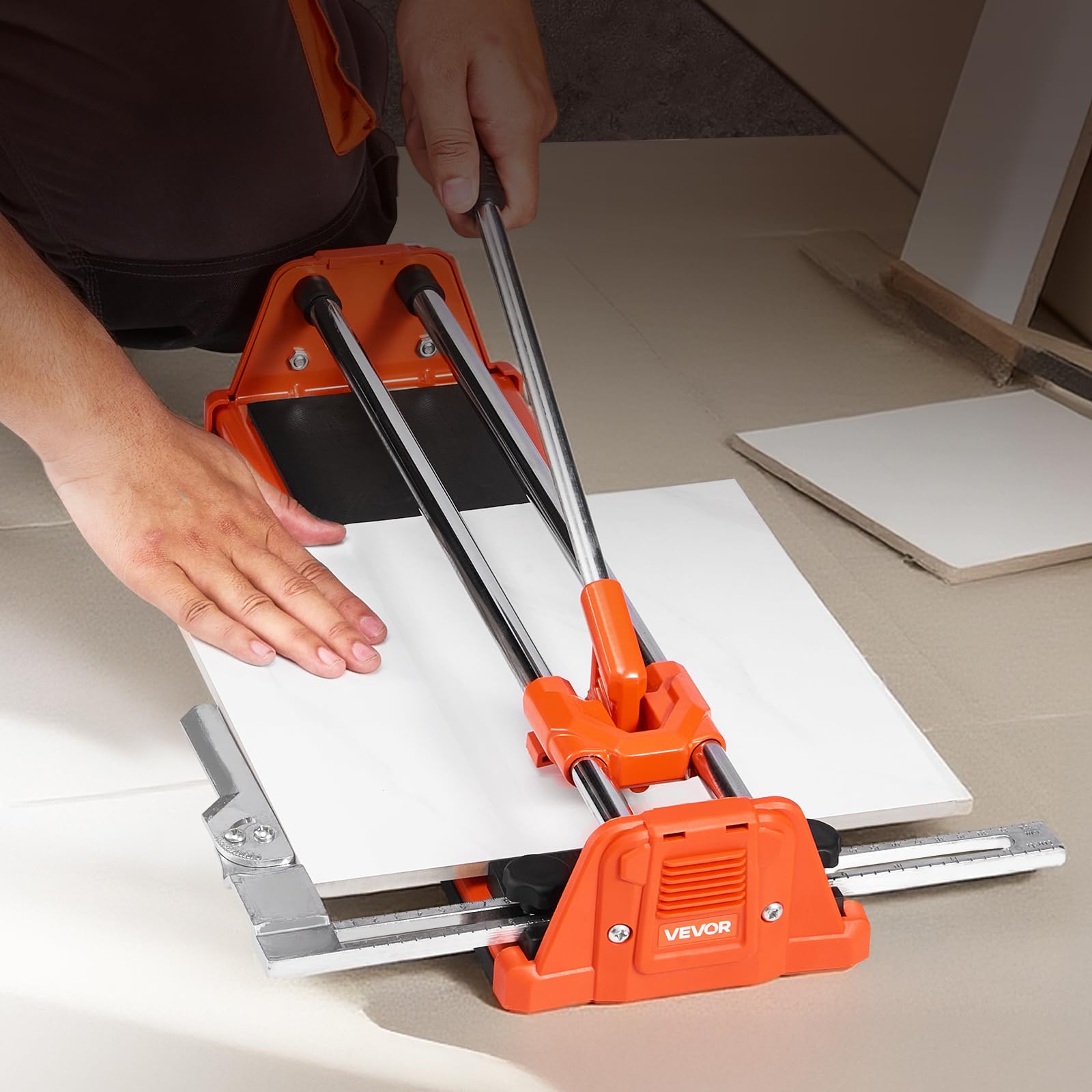 VEVOR Coupe Carreaux Manuel 400 mm Coupe Carrelage Mural et Poli et Céramique, Double Rail, avec Molette en Carbure Tungstène, Poignée Antidérapante, Découpe Précise, pour Professionnels, Débutants