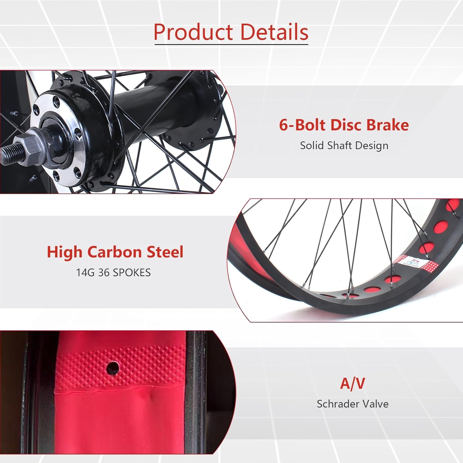 26in X 4.0" Fat Tire Bike Front Wheel hollowing Out Snow Bikes Wheels Disc Brake Beach Bike Wheelset 135mm/195mm 36H Hubs Beach Bike Wheelsets 14G Spokes for 7/8/9/10s Rotary Freewheel(26IN-LK-Front)