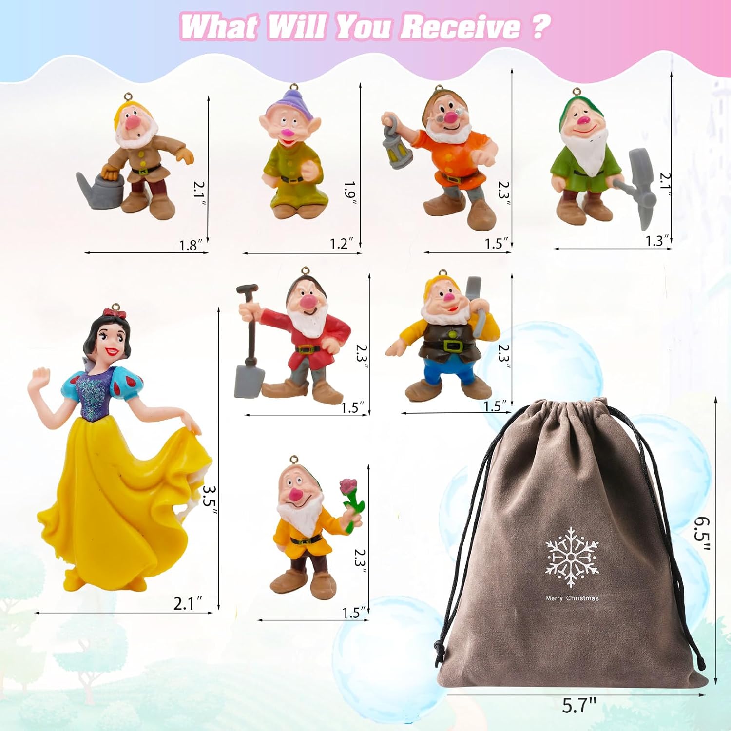 Cute Princess Christmas Tree Decoration Ornament, 8 PcsX'Mas Tree Hang Act The Role Ofing Halloween Home Car Pendant, Gift to Decorativ Boy Girl at Birthday Party (Yellow, 8) - Image 3