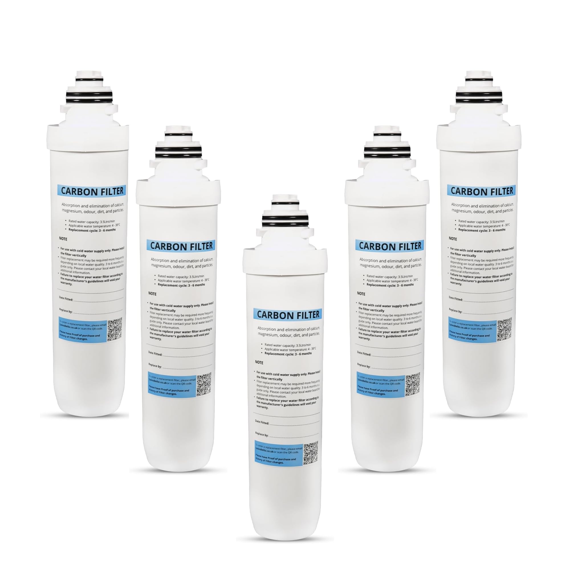 Excel Home - Boiling Water Tap Replacement Carbon Filter Without Housing Set - Replace Filter on Existing Housing (Only Compatible wih Excel Home Filter Housing) (5 Pack Replacement) โ image 1