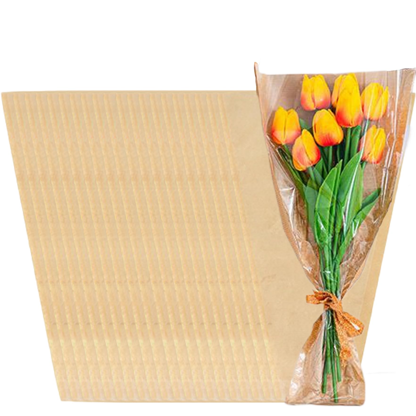 Papier d'emballage de fleurs en film OPP : 50 pochettes transparentes pour bouquet et mariage