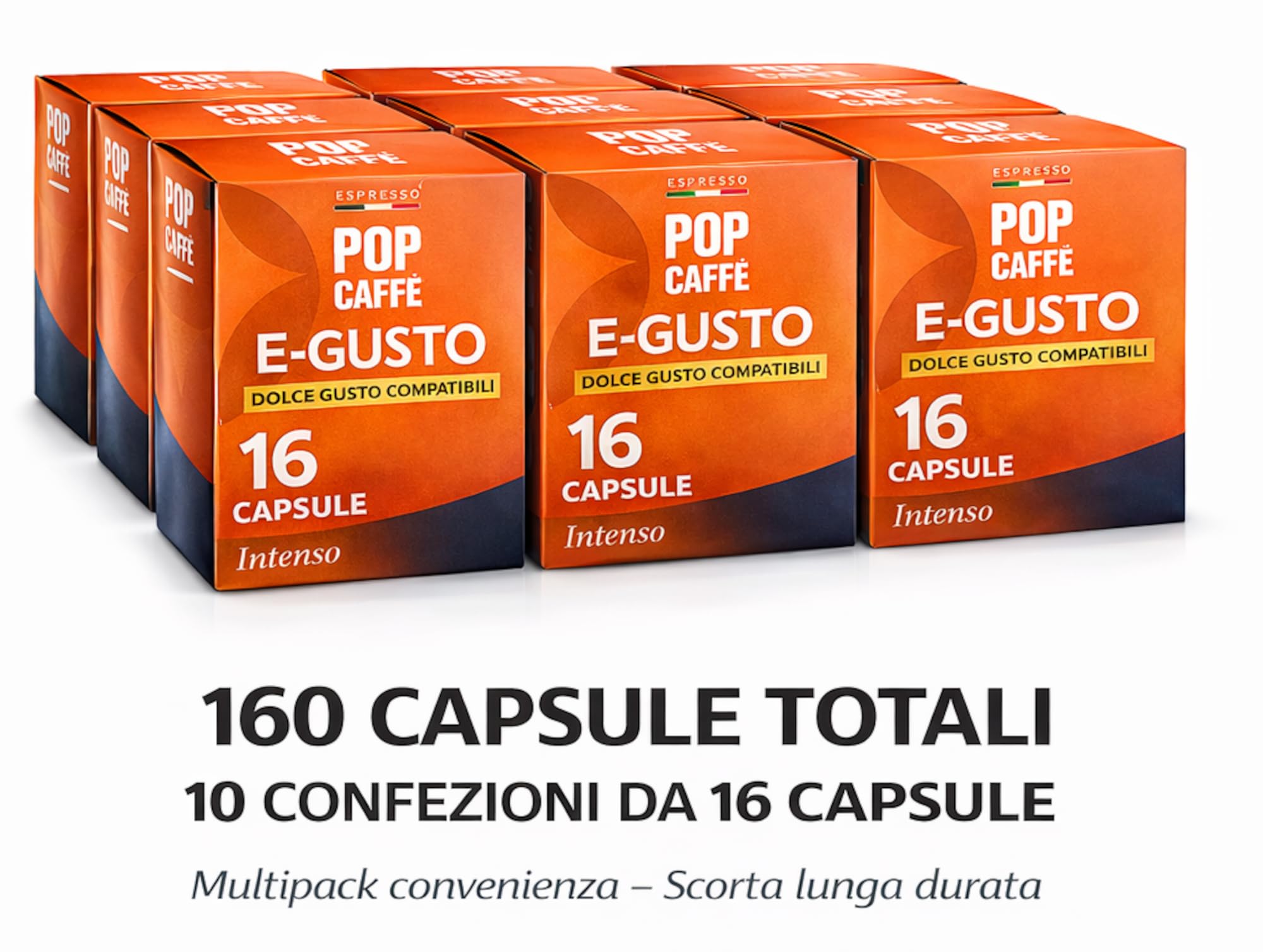 Pop Caffè - 160 cápsulas E-gusto, mezcla 1 intenso, compatibles con Nescafé Dolce Gusto