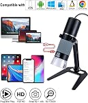 Jiusion 1080P USB Digital Handheld Microscope, 50 to 1000x Magnification Endoscope Full HD 1920x1080P Camera 8 LEDs with Metal Stand for iPhone iPad Android Mac Windows Linux Chrome