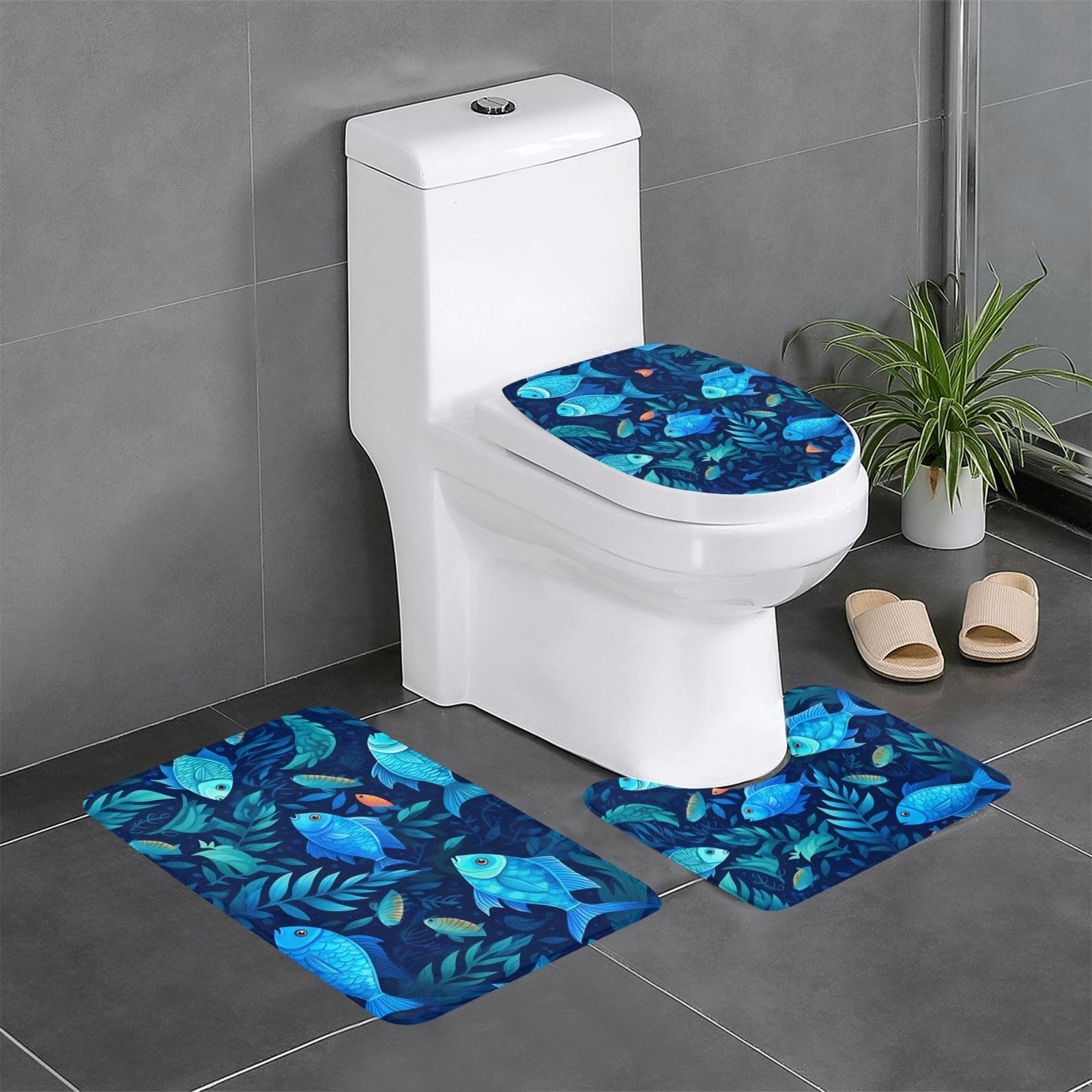 Tapis de salle de bain poissons Blue Ocean pour transformer votre coiffeuse et vos toilettes