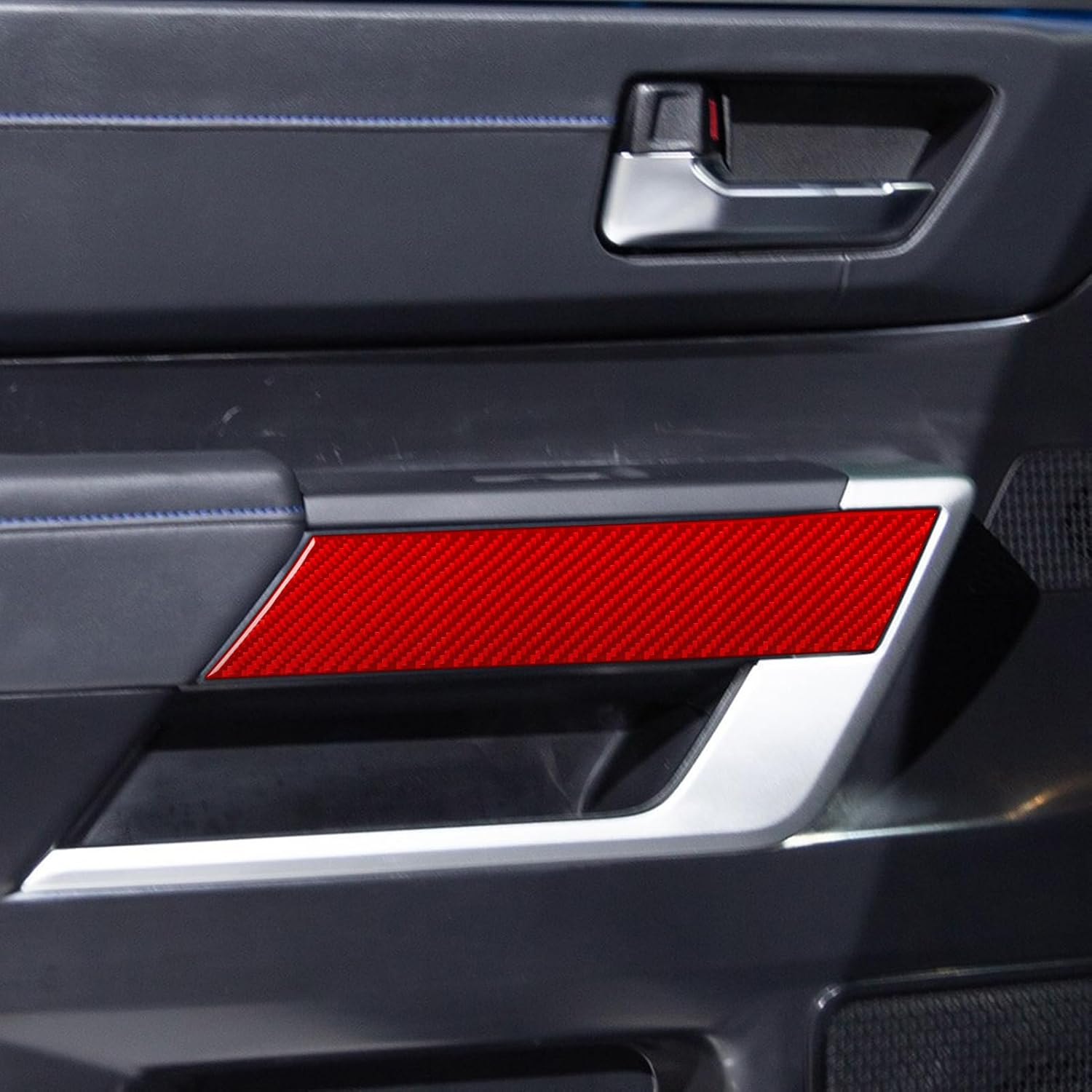 Real Bright Red Carbon Fiber Car Inner Door Panel Decorative Strip Sticker Auto Interior Accessories Compatible with Toyota Tundra 2022 2023 2024 2025(XK70)/Sequoia 2023 2024 2025(XK80)-Type B