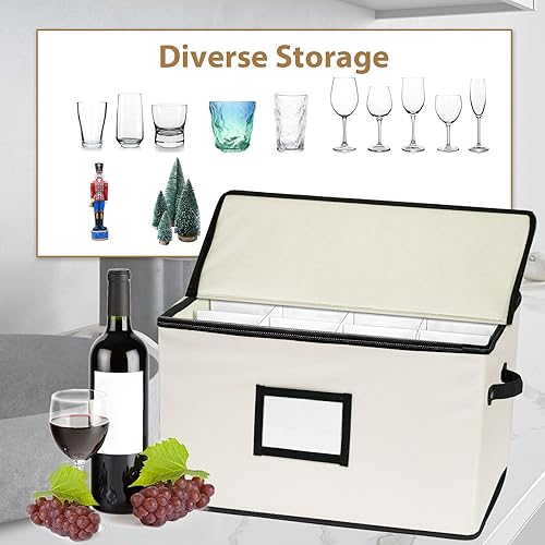 Miniatura 6 de Estuches de almacenamiento con divisores, caja de almacenamiento de copas de vino, almacenamiento de cristal apilable de carcasa dura, capacidad