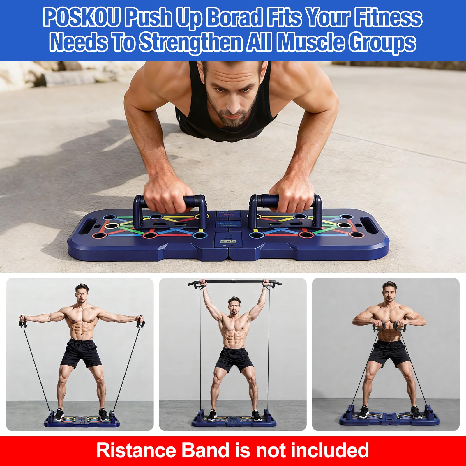 Planche à Pompes, Planche Pompe Musculation Push up Board avec Guide d’Entraînement, Multifonction pour Home Training,Fitness, Yoga