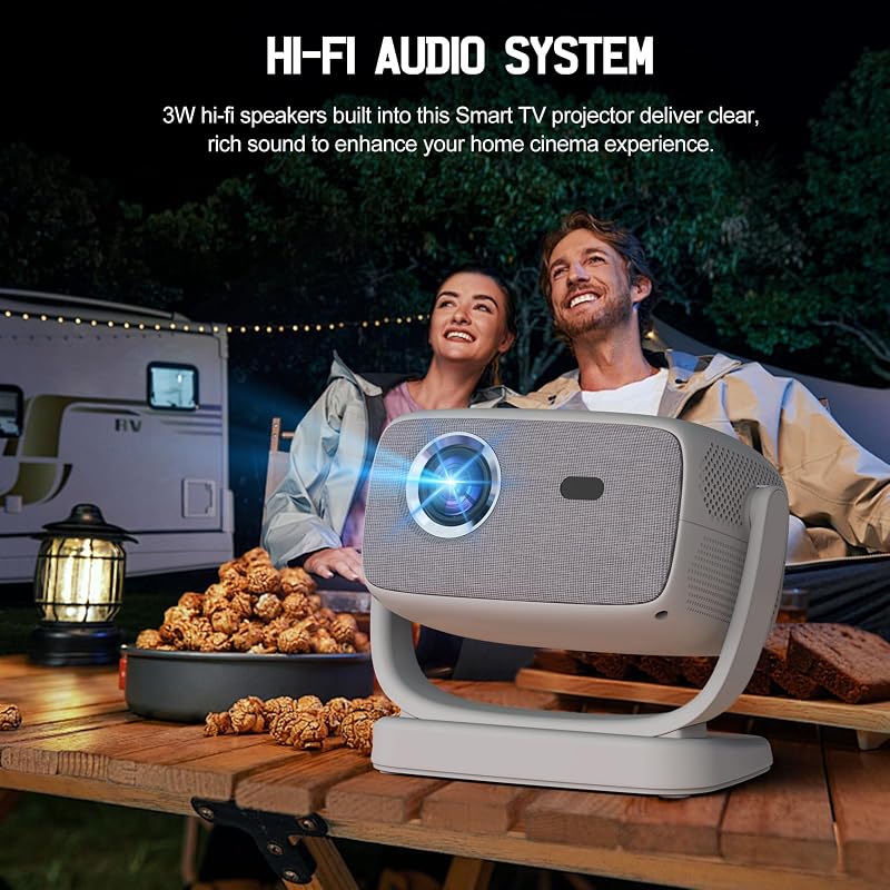 MIGOUFIT A8 Hordozható Mini Projektor 1080P Natív Felbontással, 4K Támogatással, Autofókusszal, 5G WiFi, Bluetooth 5.2, 600 ANSI Lumen, Otth