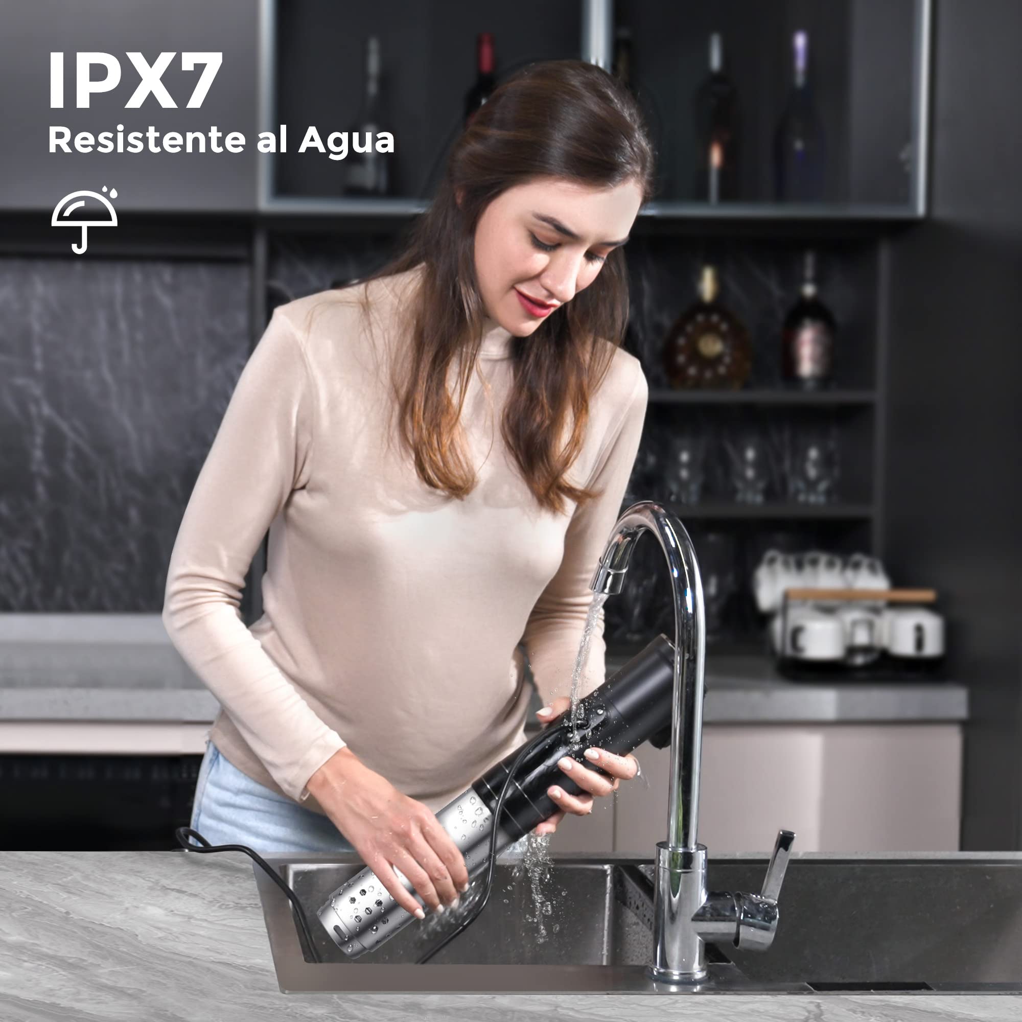 KitchenBoss Wifi Roner Cocina Baja Temperatura: G330 WLAN Sous Vide Roner, 1100W,Inmersión a Prueba de Agua IPX7 Circuladores Control de APP y Temperatura de Precisión TFT táctil Muy tranquilo