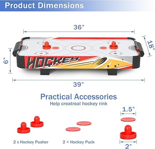 Miniatura 3 de RayChee Mesa de hockey de aire para niños, adolescentes y adultos, mini juego de hockey de aire portátil para sala de juegos, sala de estar con aire