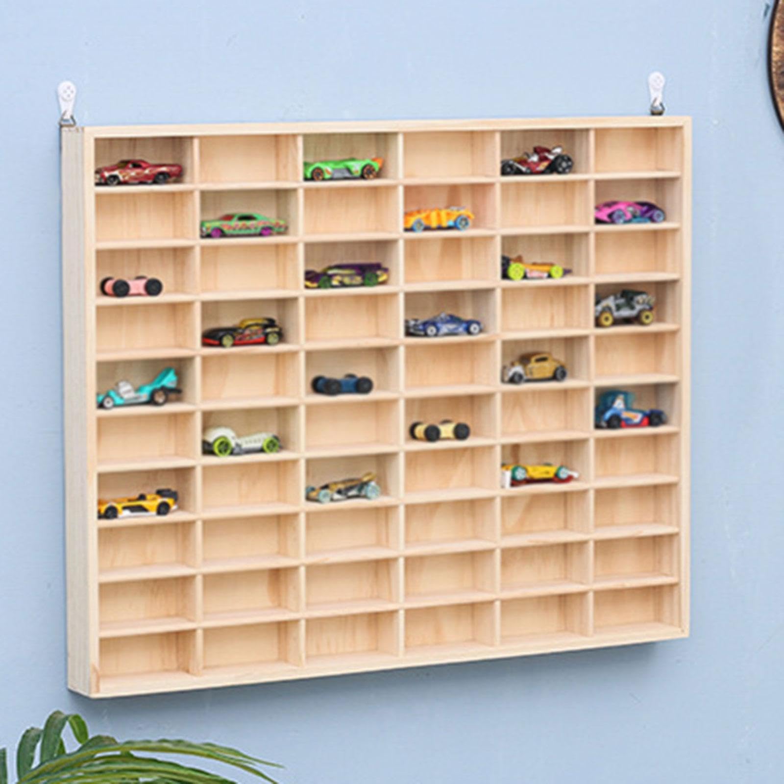 Vetrina Per Miniature Auto 60 Scomparti In Legno,Senza coperchio