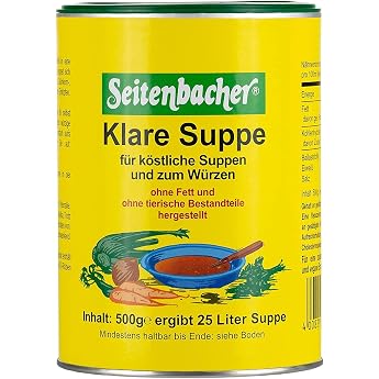 Seitenbacher Clear Soup Vegetable Broth The Allrounder Fat Free Vegan Gluten-Free Lactose-Free 1 x 500 g