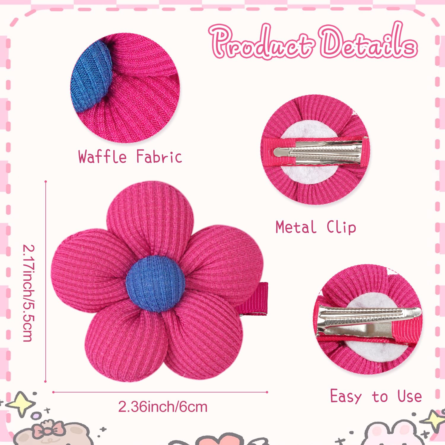 CÉLLOT Flower Hair Clips,10 Pcs Non-Slip Flower Bows Alligator Clips Hair Accessories for Girls Toddlers Teens and Women