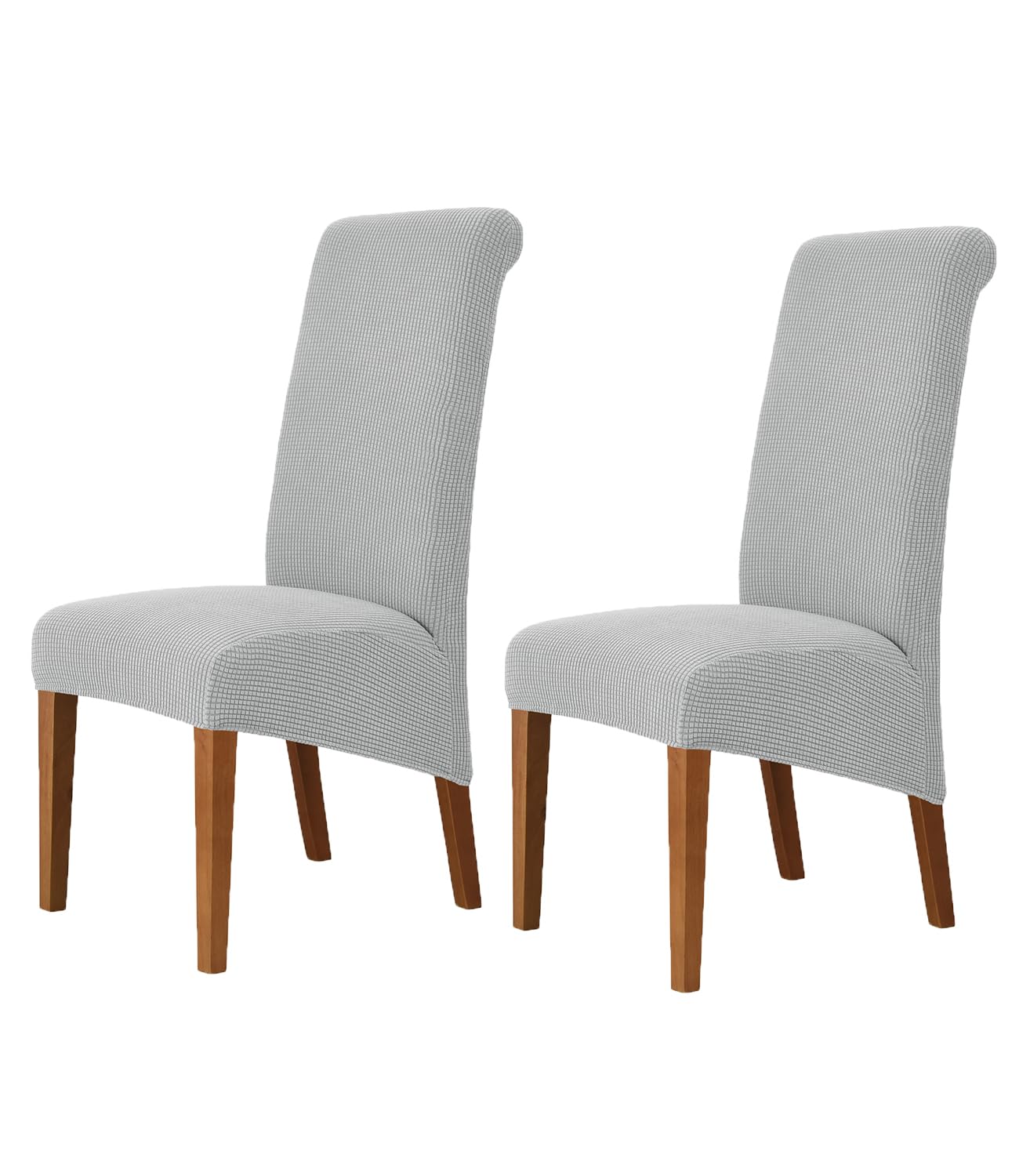 Odot Light Grey Chair Covers, Dining Chair Covers Set of 2, Stretch Corn Velvet Dining Room Slipcovers