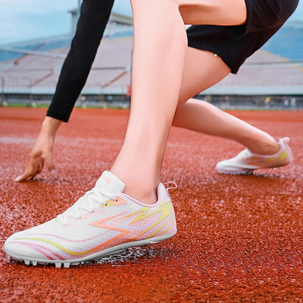Chaussures d'athlétisme 8 Pointes pour Hommes Femmes Chaussures Course De Sprint Saut pour Sprint et mi-Distance