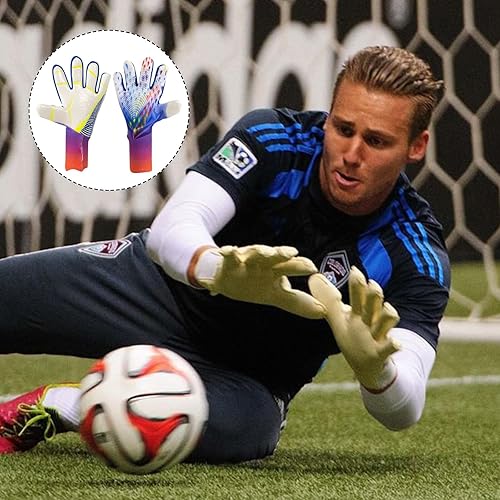 Miniatura 7 de Camidy Guantes de portero de fútbol para jóvenes y adultos, transpirables, resistentes a la abrasión, guantes de portero con palma de látex