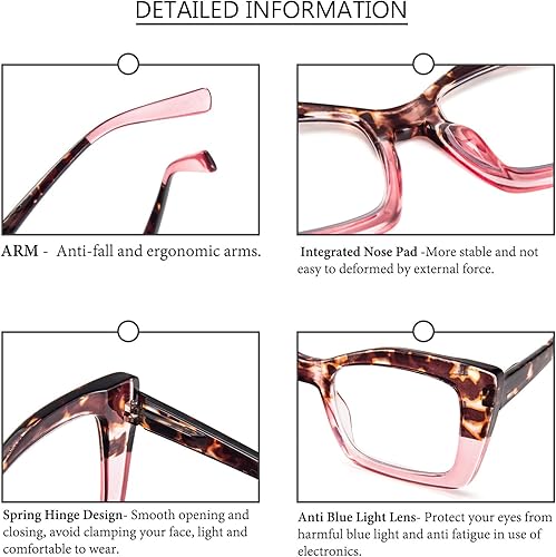 Miniatura 5 de Gafas rectangulares de marco grande sin receta Gafas anti-luz azul Anti-fatiga ocular Juegos de computadora Gafas