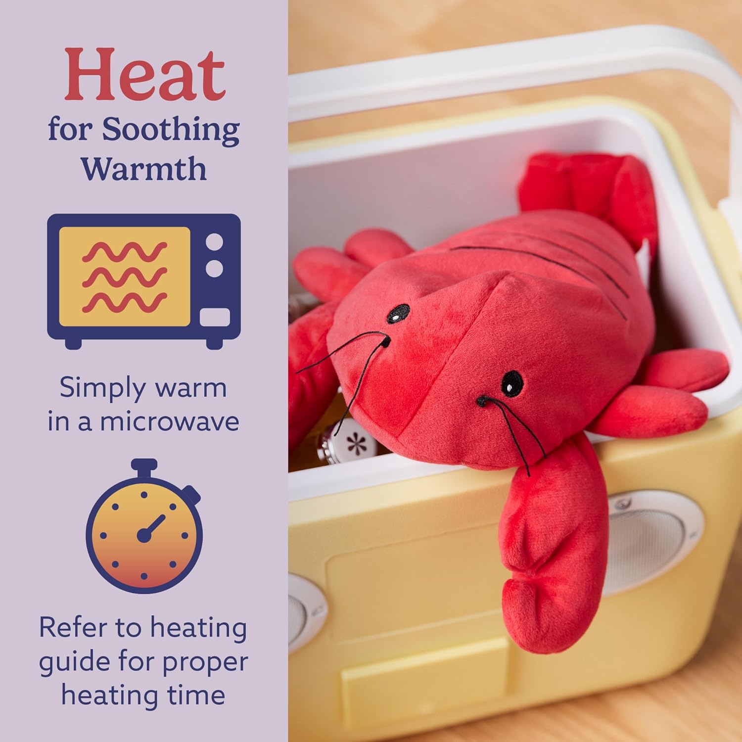 warmies Heatable & Coolable Weighted Stuffed Animals, Lobster - Soothing Warmth & Cooling Relief Weighted Plush - Lavender Scented Plushies for Adults & Children (Boys, Girls, Babies & Toddlers)