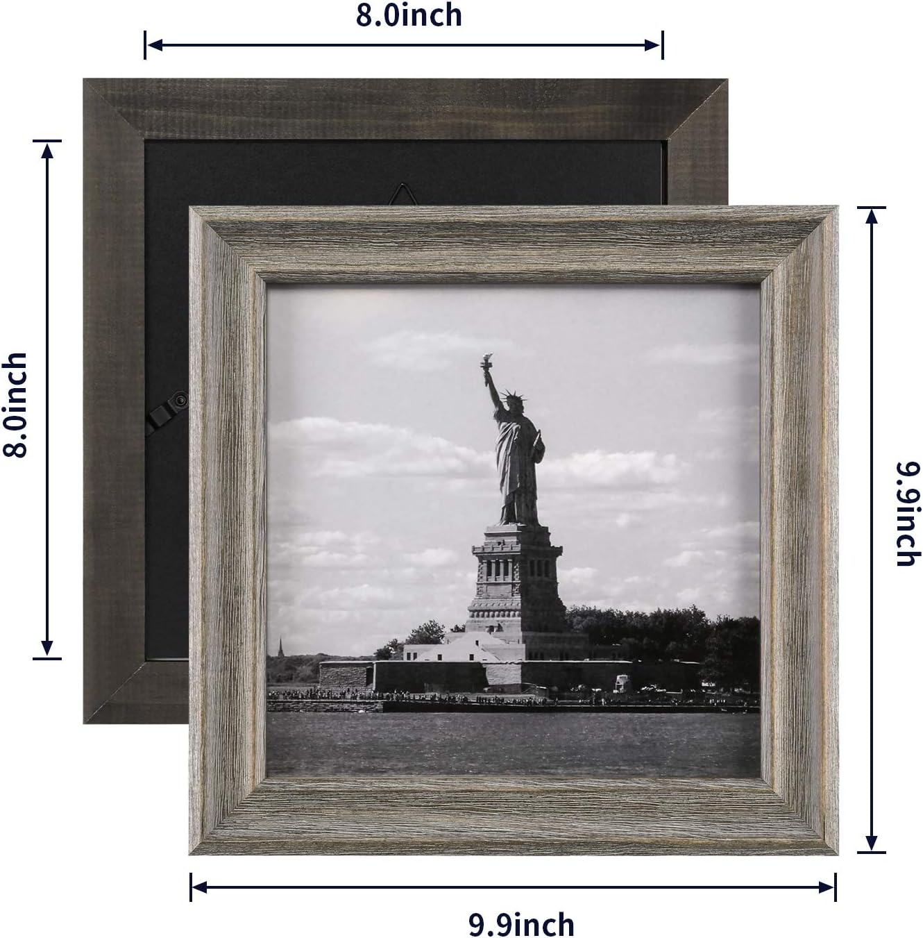 ONE WALL 8x8 Rustic Wood Picture Frame Pack of 2 for Photo, Print Painting, Pinewood Frame with Real Glass for Wall and Tabletop - Mounting Hardware Included, Light Brown