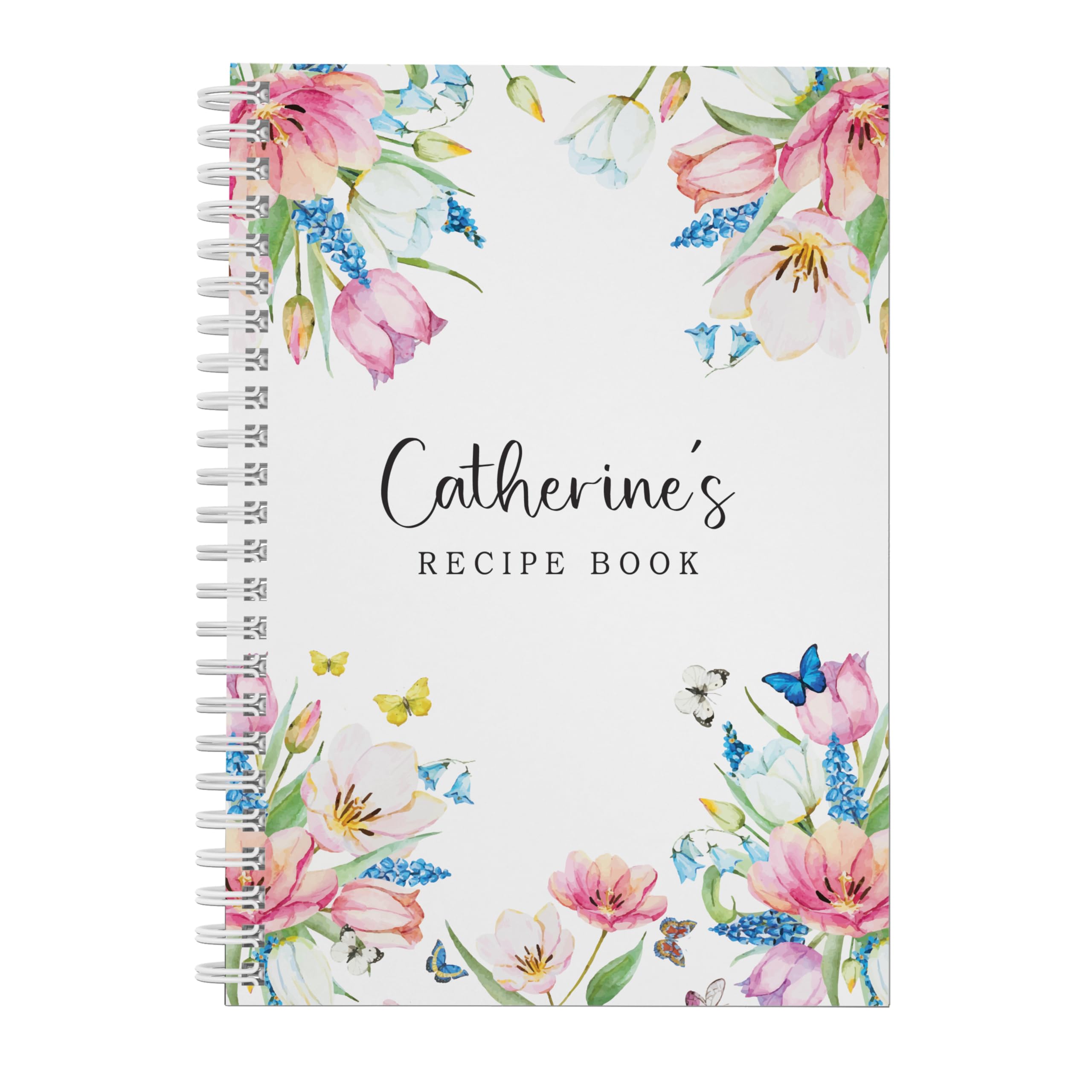 Personalised Recipe Notebook Spring Flowers, Recipe Log, Blank Recipe Book to Write Your Own Recipes, Recipe Book, A5, A4,Gift