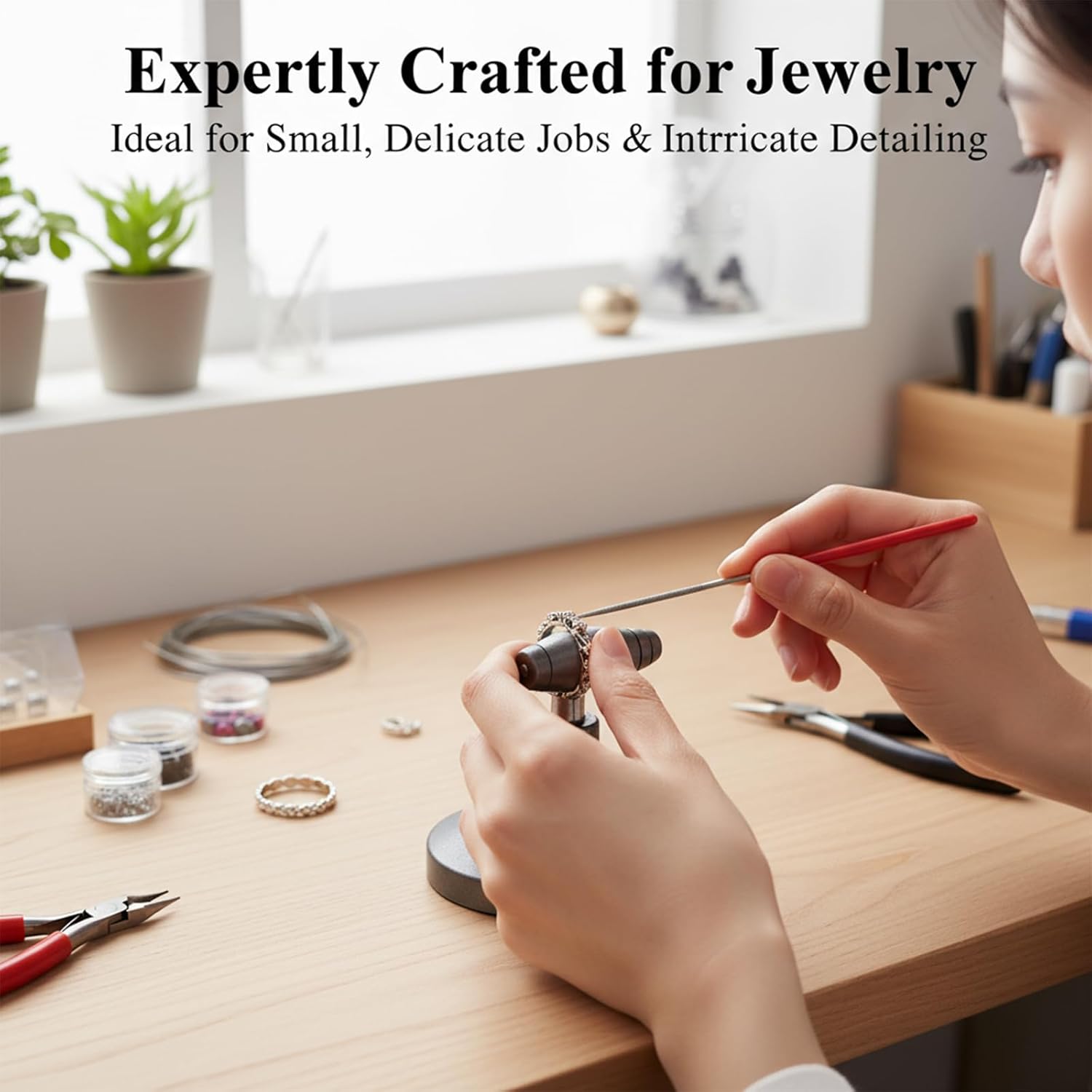 10Pcs Diamond Needle File Set - Mini Metal Files for Jewelry, Stone Carving, and Model Crafting, Hand Tools with Non-Slip Handles (2x100mm)