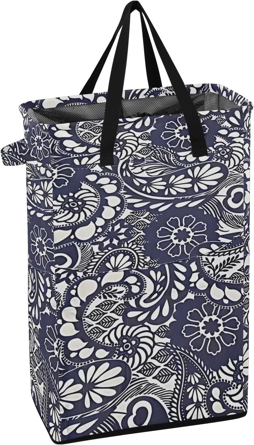 Collapsible Laundry Hamper with Christmas Nutcracker Pattern, Red, 23.6 x 15.7 x 7.7 Inches, 600D Oxford Polyester, Water-Resistant with Mesh Cover