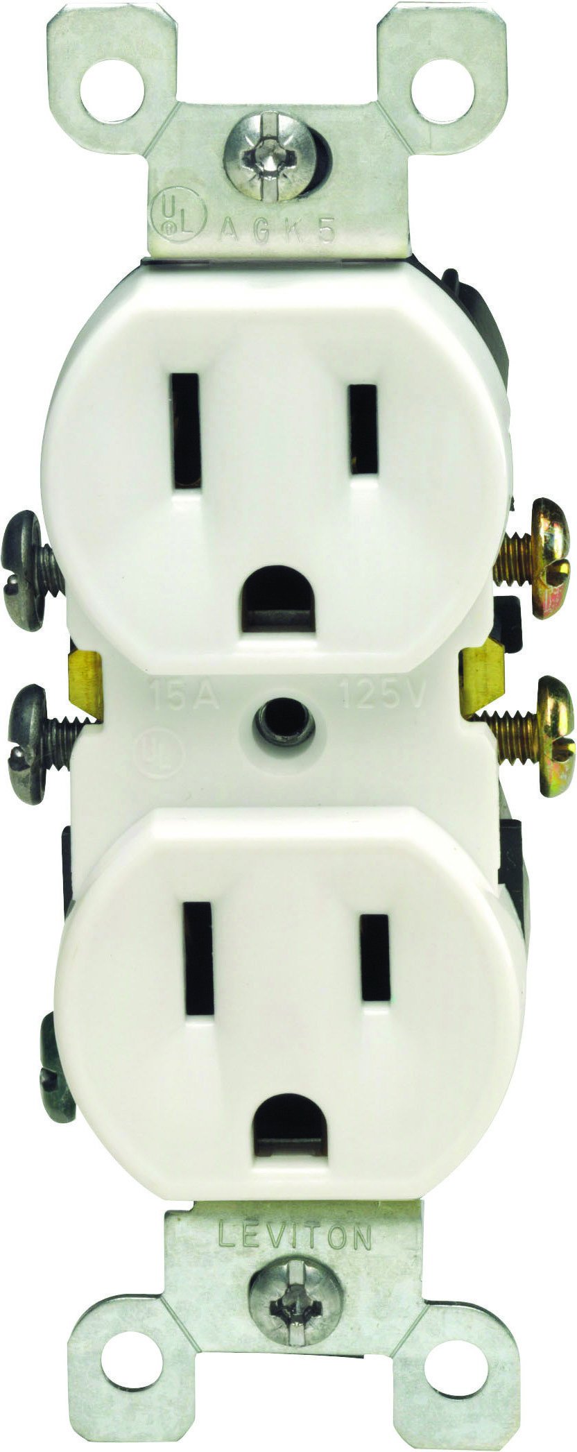 15 Amp, 125 Volt, Duplex Receptacle, Residential Grade, Grounding, 10-Pack, 5320-WMP, White