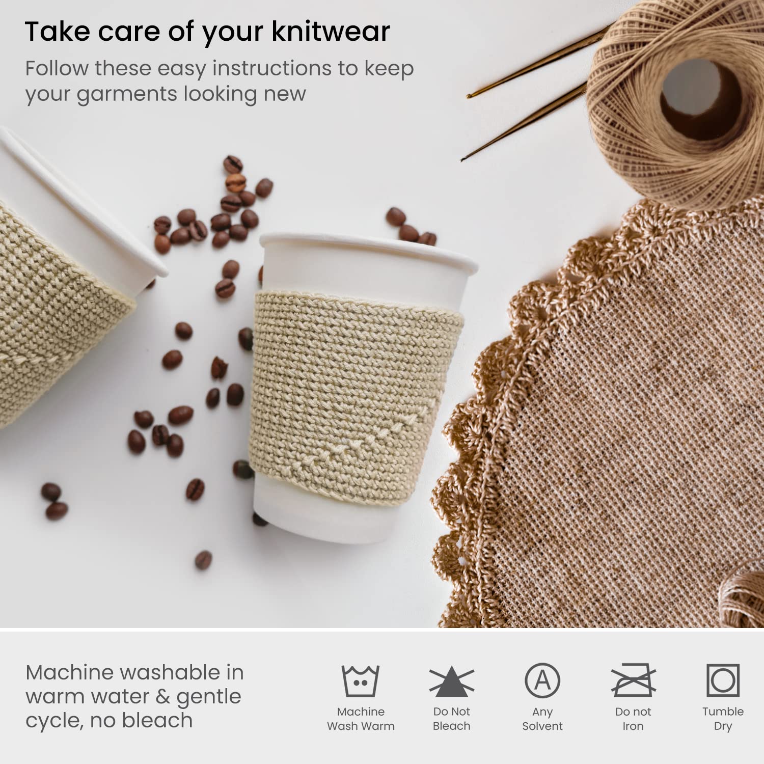 Arteza Set di 6 fili per uncinetto, 100% cotone, mercerizzati, misura 25,4 cm, bianco, beige e naturale, misura 7,6 cm, bianco e naturale, morbidi e colorati per lavori a maglia e uncinetto