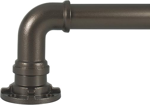 Decopolitan Industrial Wrap Around Telescoping Curtain Rod Set, 18-36", Bronze