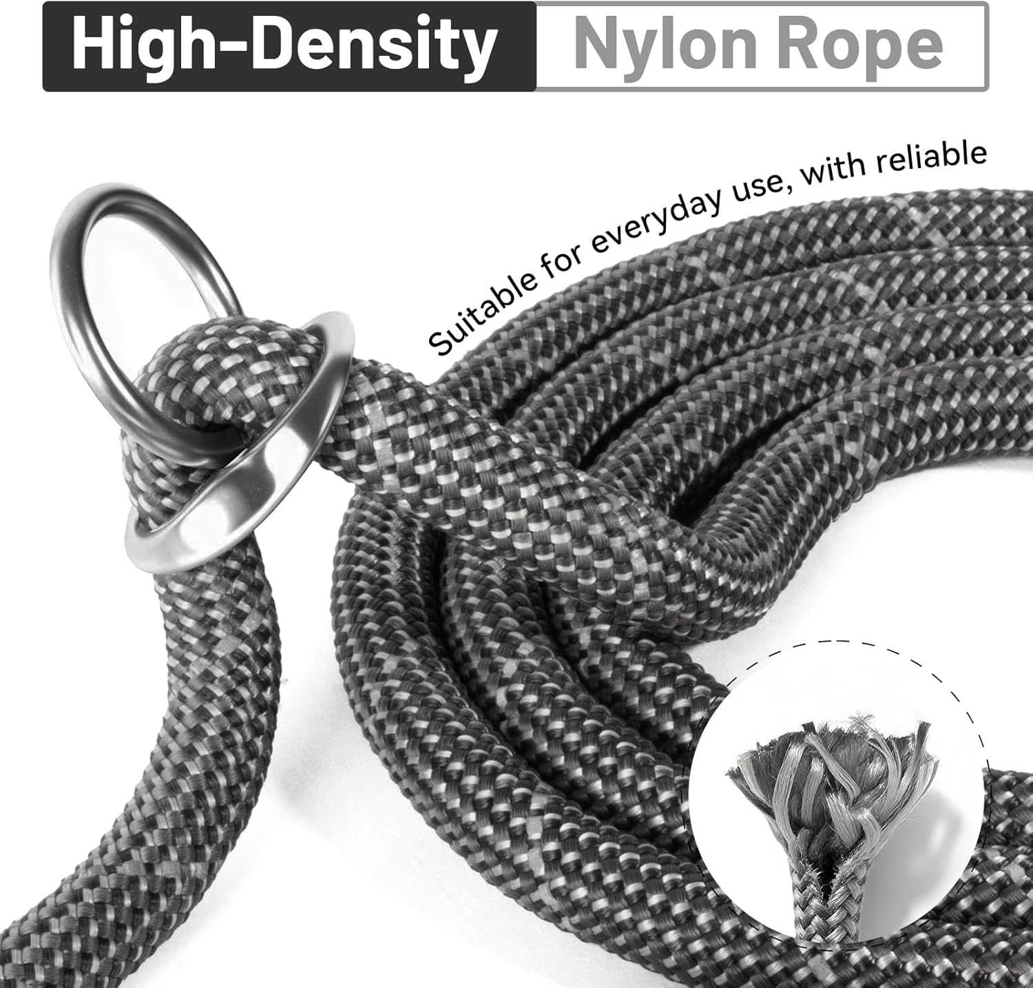 Hands-Free Dog Leash, 6.5ft Heavy Duty Reflective Nylon Leash with Dual Metal Hooks, Adjustable Crossbody & Waist Use for Walking, Jogging and Heel Training (Grey)