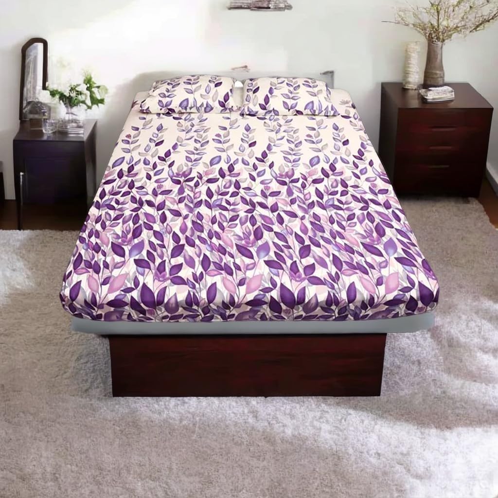 3-Piece Bedsheet Set Double/Queen Size 1xBedsheet(240x254 Cm), 2xPillow Case(50x75 Cm) Polyester|Bedding,Linen,Bed sheet set,Bed Linen Collection,Double Bedsheet set