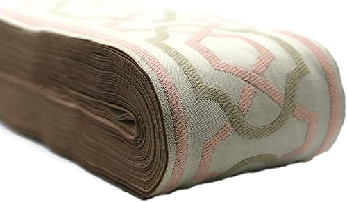 Cinta de jacquard de 16 yardas de largo y 3.93 pulgadas de ancho, color beige y rosa, para tus cortinas, cintas, cinta de tapicería, 173-V3