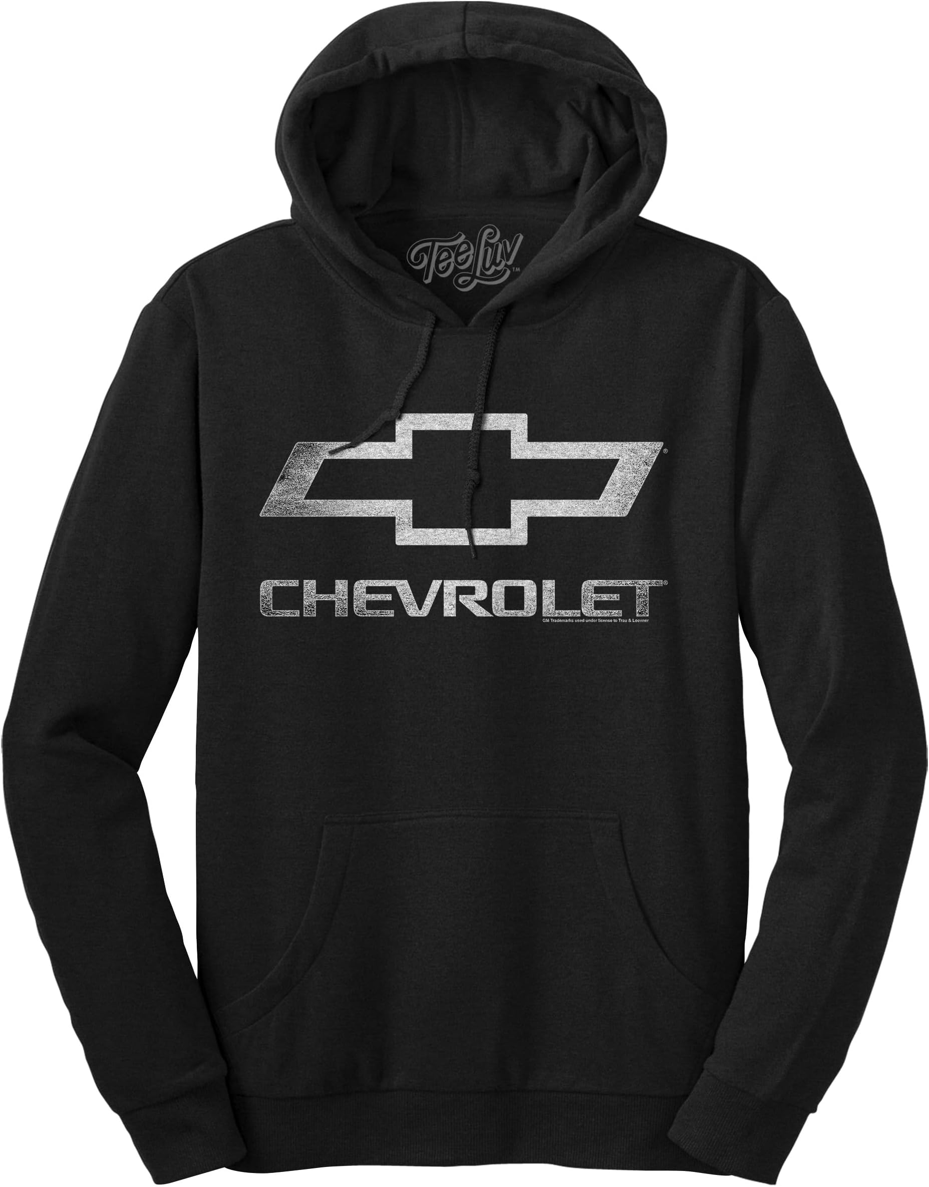 Tee Luv Men's Faded Chevrolet Logo Hoodie - Licensed Chevy Hooded Sweatshirt