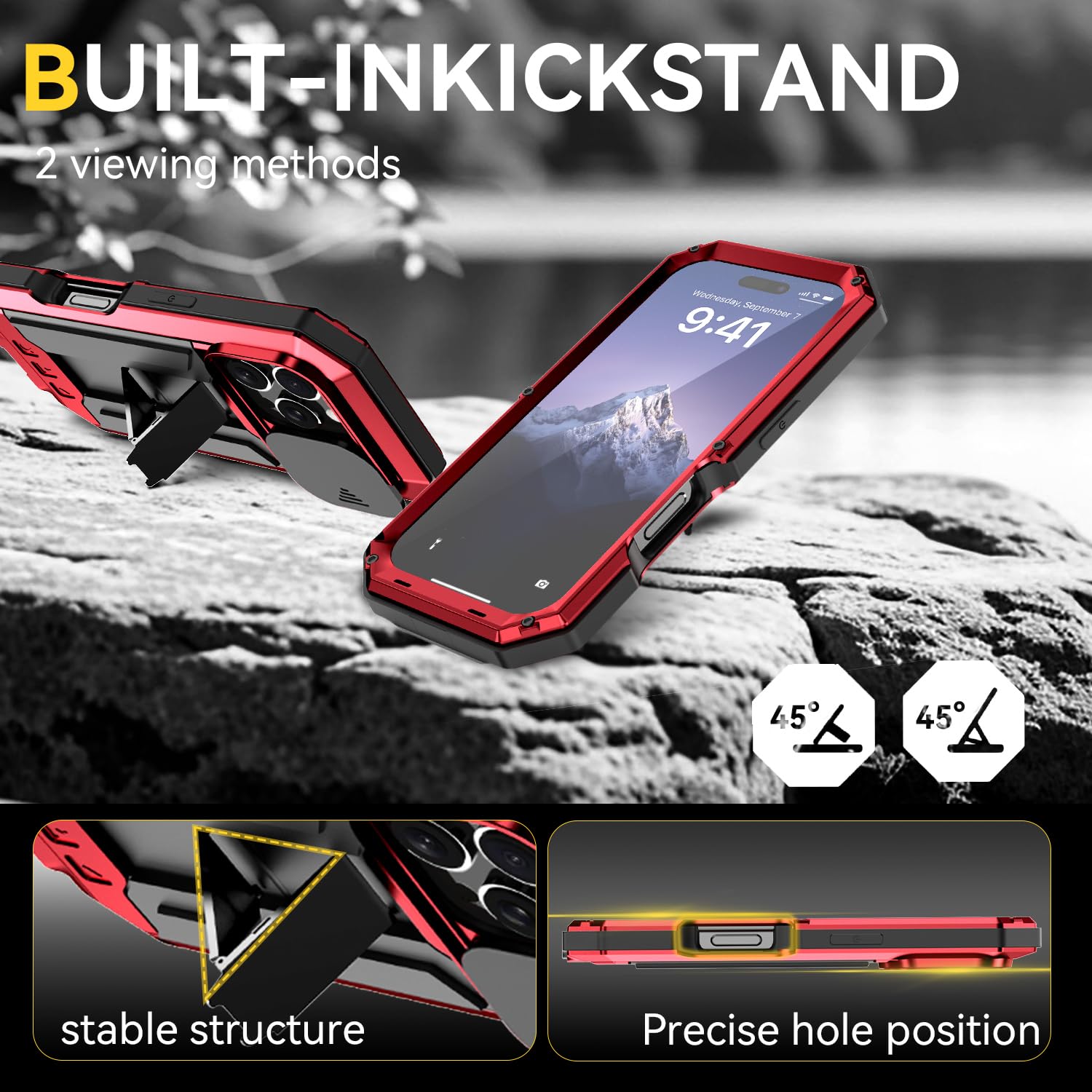 Compatible For IPhone 16 Pro Max 5G Case, Aluminum Metal Gorilla Glass - View #8