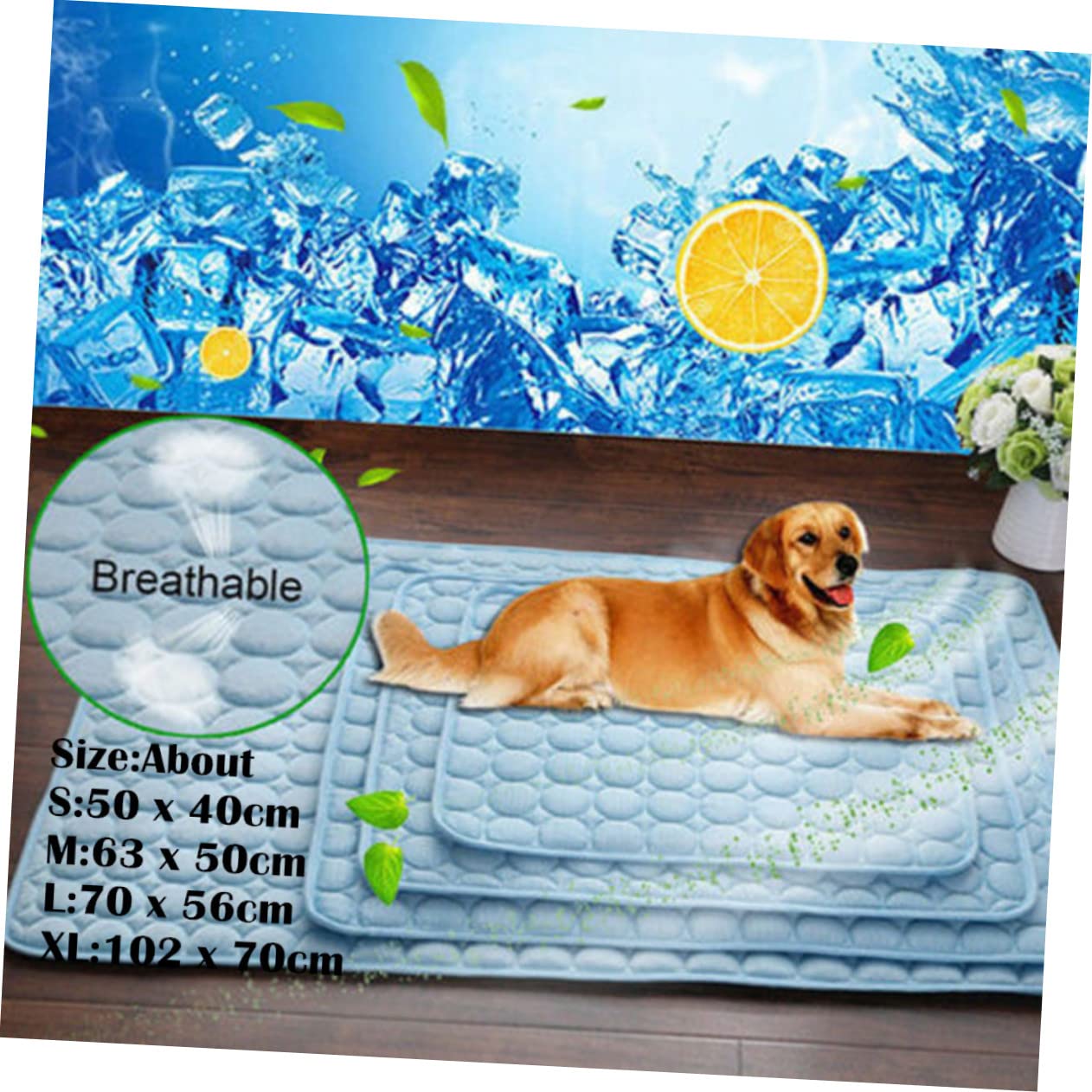ibasenice Summer Pet Cooling Blanket Breathable Self Cooling Mat for Dogs and Cats Blue for Hot Weather Rest Ice Material for