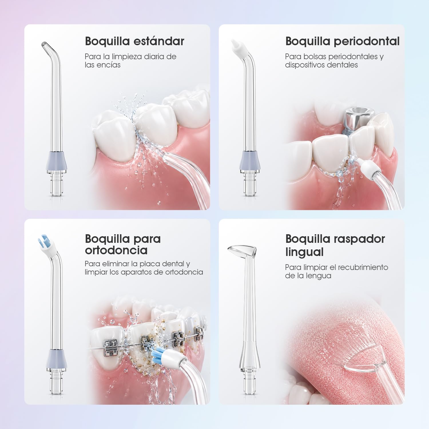 Irrigador Dental Portatil Mini, Irrigador Bucal con 5 Modos e IPX7 Impermeable, Inalámbrico y Recargable, Apto para Limpieza Dental en Casa y Viaje WF510 (Morado)