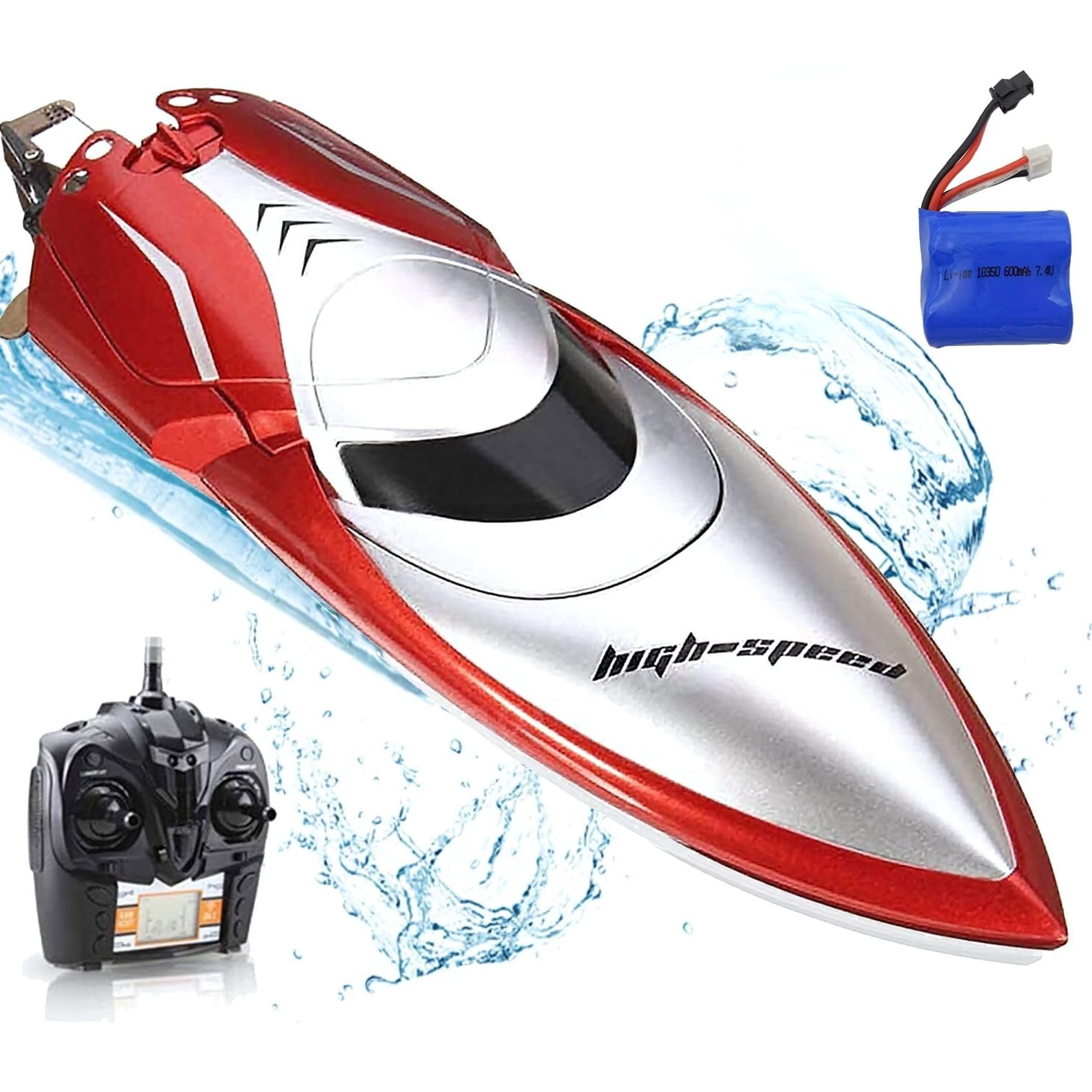 Bateau Télécommandé 25 Km/h Pour Enfants Et Adultes - Bateau De Course Haute Vitesse 2 Canaux, Idéal Piscine Et Étang