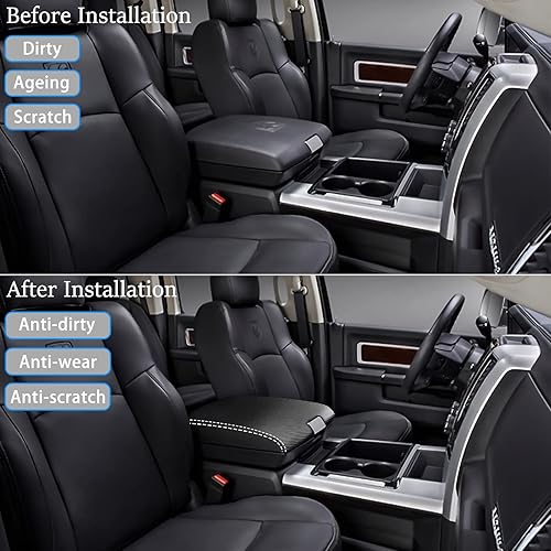 Miniatura 10 de YOFAMO Funda de consola central, antiarañazos, de piel, impermeable, protector de reposabrazos para Dodge RAM 1500, 2500, 3500, 2019, 2020, 2021,