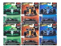 1:64 Scale Diecast Model Car Compatible with Hot Wheels 2025 Premium Formula 1 2024 Mix 2 Set of 6 Cars, F1 Racing HRV11-956G
