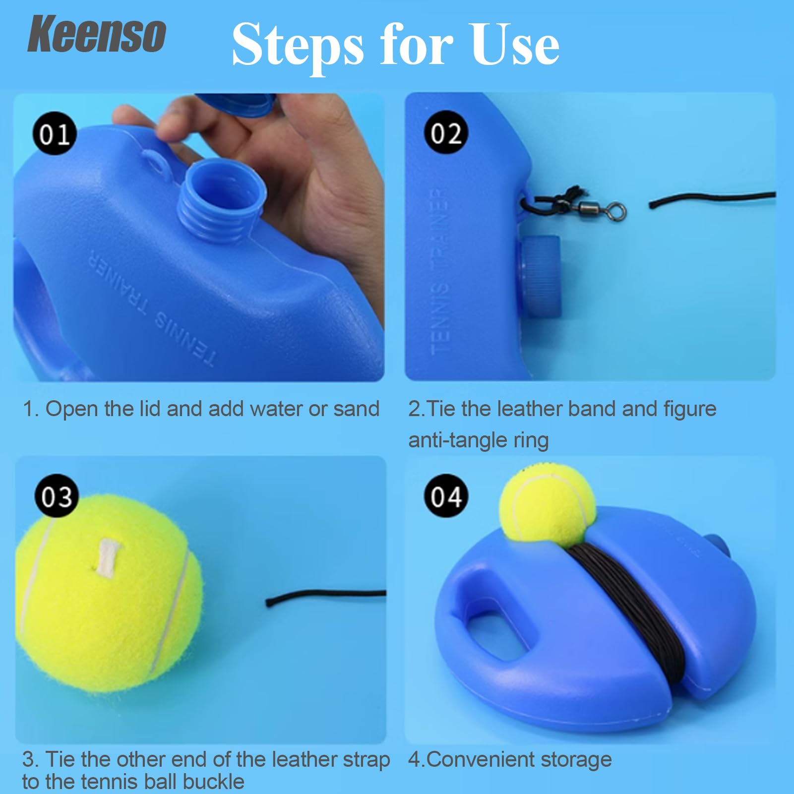 Keenso Allenatore di palline da tennis, strumento di allenamento per tennis Strumento di allenamento per palle da rimbalzo per allenatore di base da tennis per autodidatta