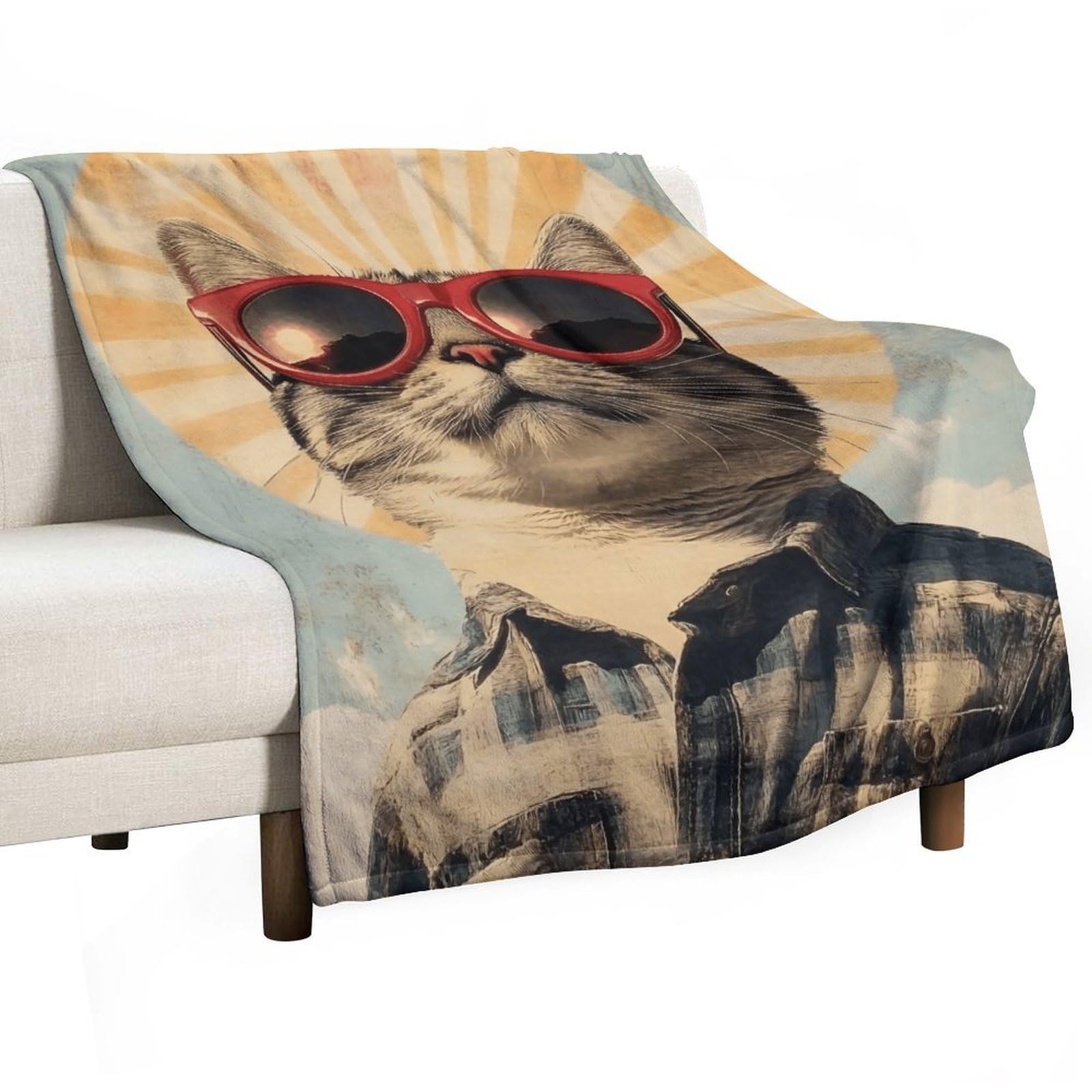 YHGSREUOH Funny Cool Cat (2) Flannel Blankets Fleece Soft Throw Lightweight Plush Gifts for Couch, Bed, Cozy Sofa Plush, Chair, Lovers 138x175cm(55x70in)