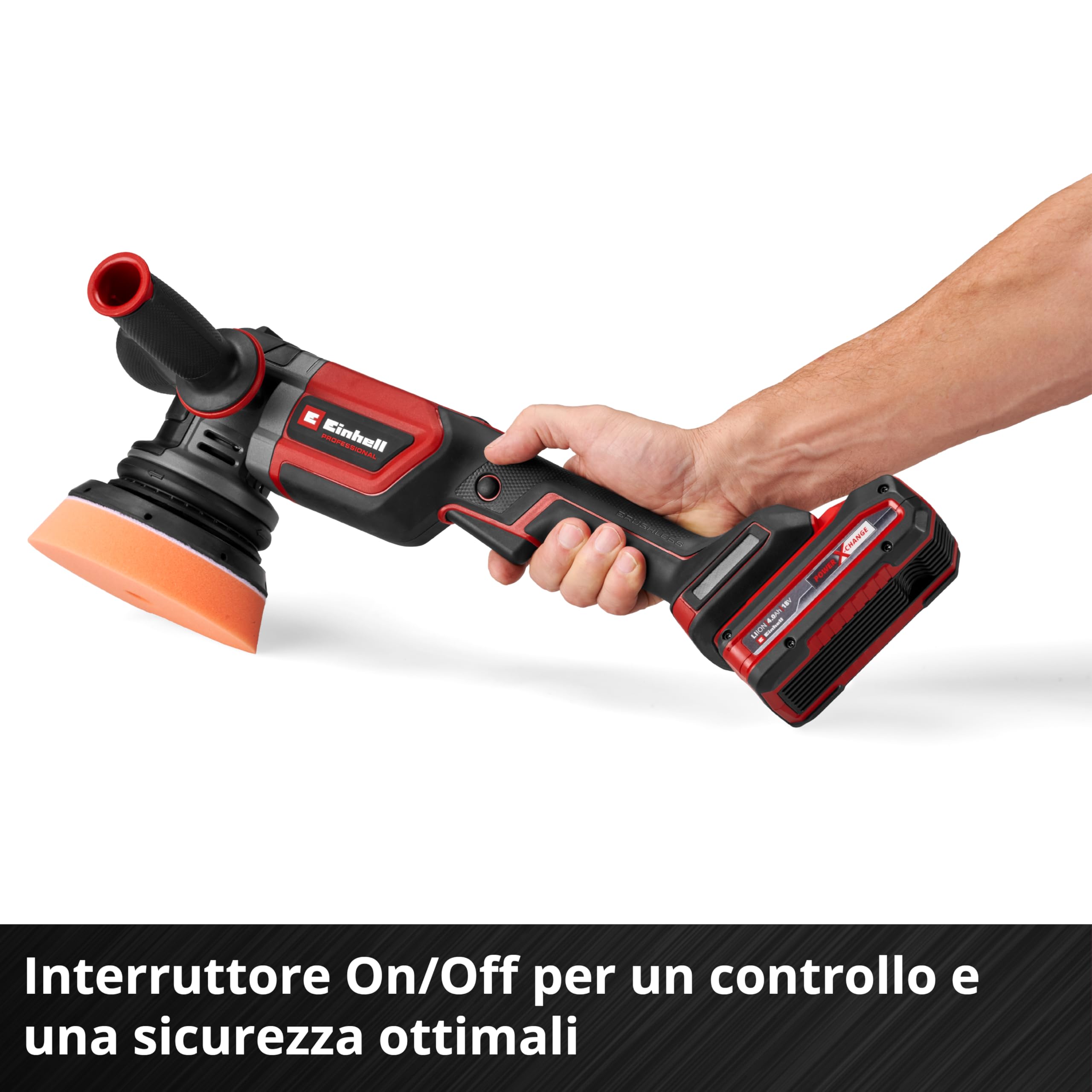 Lucidatrice eccentrica Einhell Professional CP-EP 18/125 Li T BL-Solo Power X-Change (18 V, lucidatura 125 mm, 500 - 3.800 giri/min, incl. 3 tamponi, senza batteria)
