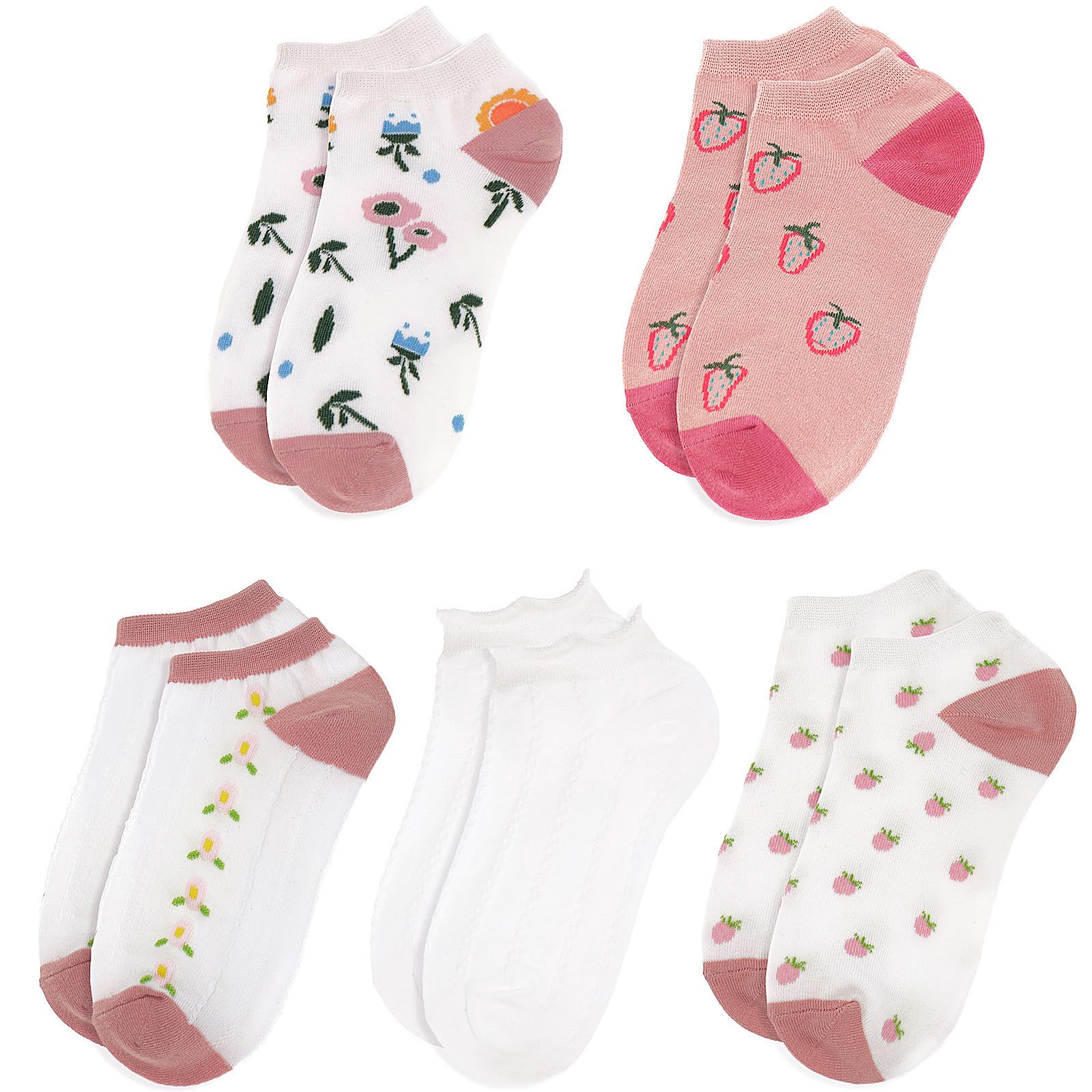 Glamorstar Women Socks Cotton No Show Low Cut Socks Ankle Sock 5 Pack
