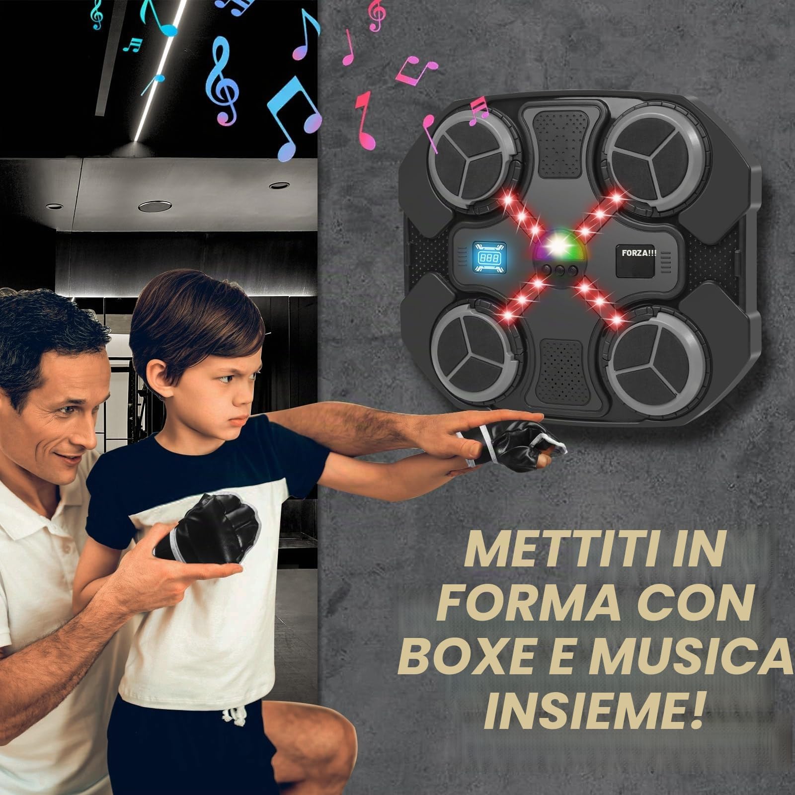 Music Boxing Machine Tirapugni, Macchina Musicale Elettronica a LED Montata a Parete, per Adulti, Disco Musicale, Attrezzatura a Percussione per La Casa (27.5 * 32 CM)