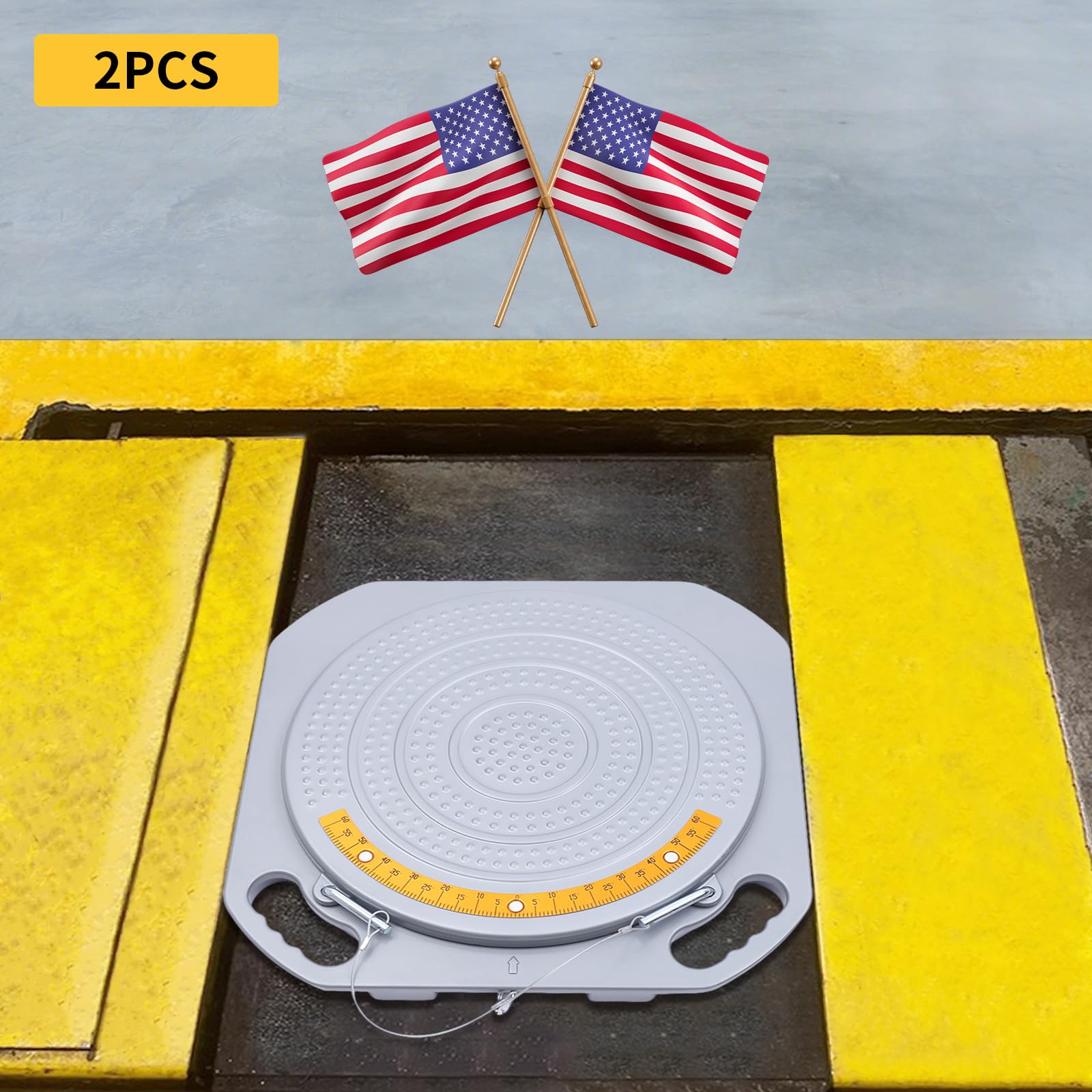 FALUSHAN 1 Pair Wheel Alignment Turn Plates,360°Car Turntable Turn Plates Tools,Car Truck Front End Wheel Alignment Turn Plate with Transition Blocks for Garage,Auto Repair Shop